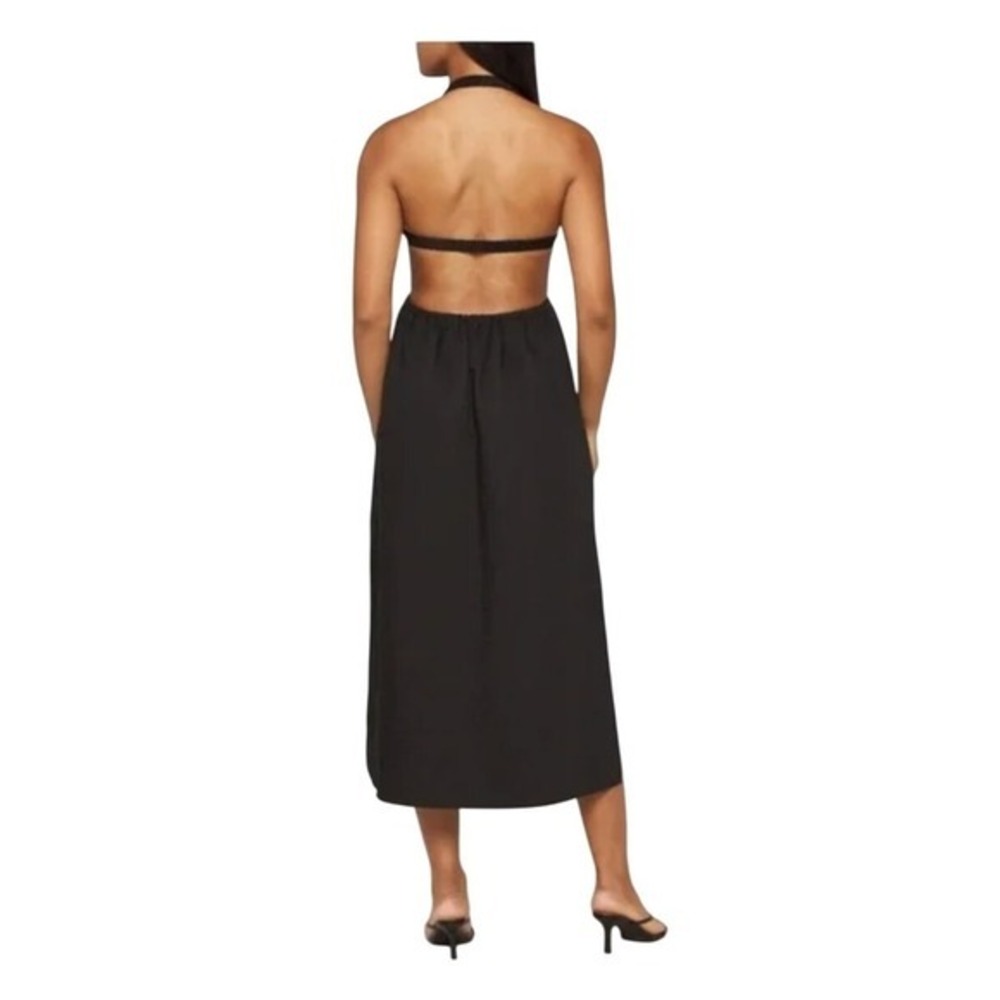 AllSaints Ludo Black Linen Blend Maxi Dress Open Back 10 - Picture 4 of 14